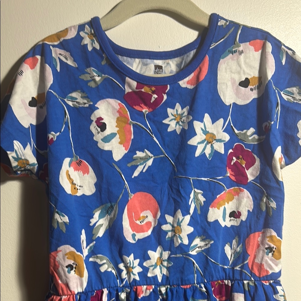 Floral Blue Kids Dress - Picture 3 of 4